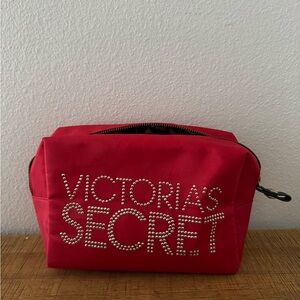 Victoria's Secret Red Studded Logo Cosmetic Case